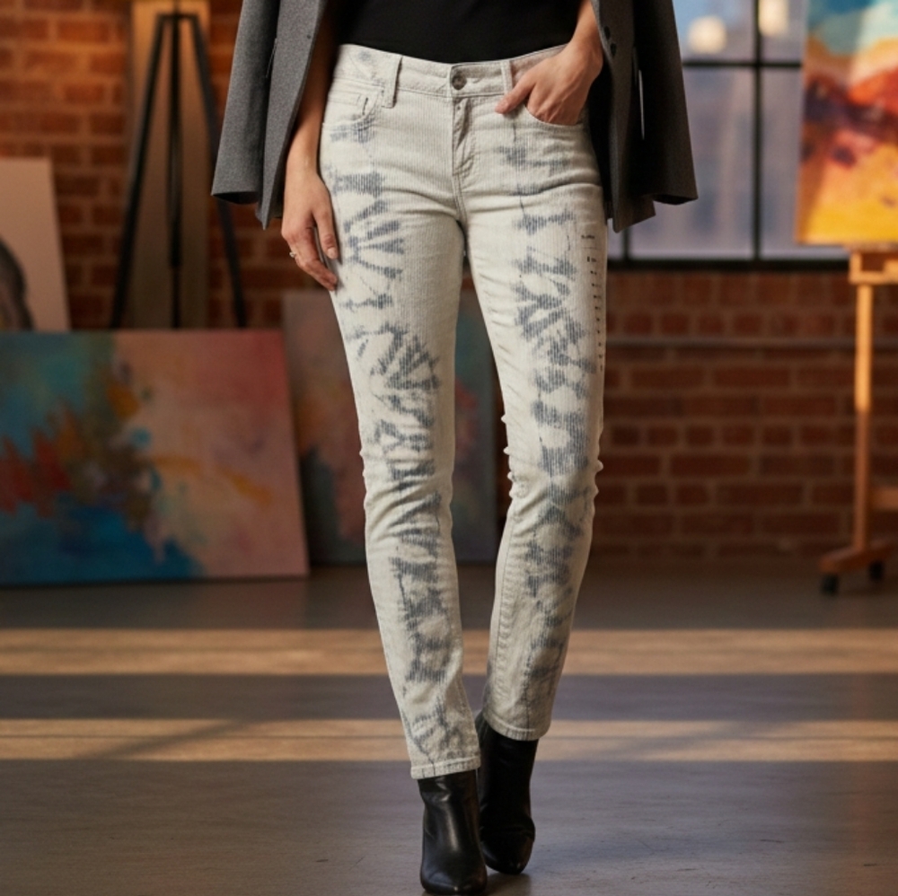 American Eagle Outfitters White Patterned Skinny Jegging Ankle Saze 8